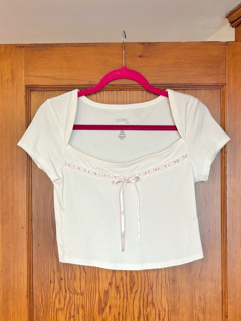 White Crop Top with Ribbon Detail